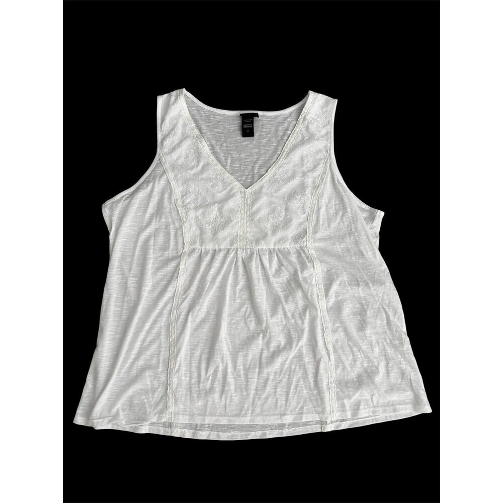 Torrid Lace Embroidered Babydoll Vneck Tank Cottagecore White Slub Knit Plus 3